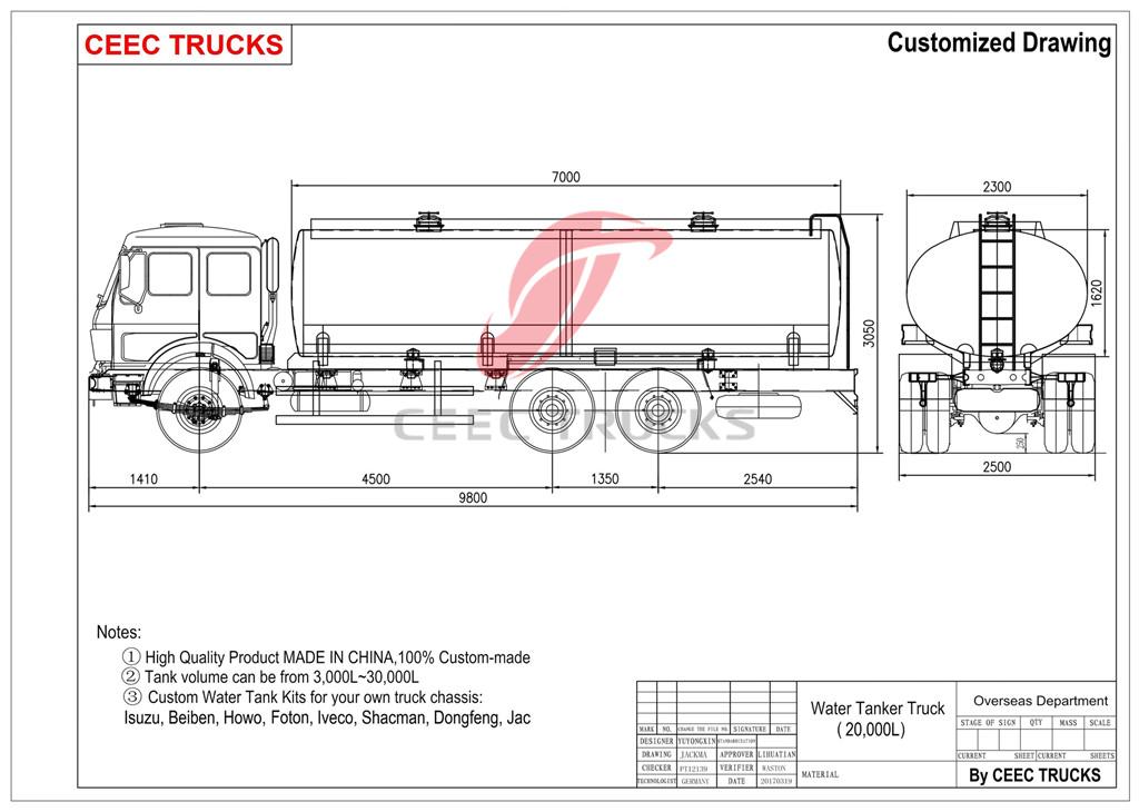 CEEC 20cbm tanker truck Technical drawing CEEC 20cbm tanker truck Technical drawing
