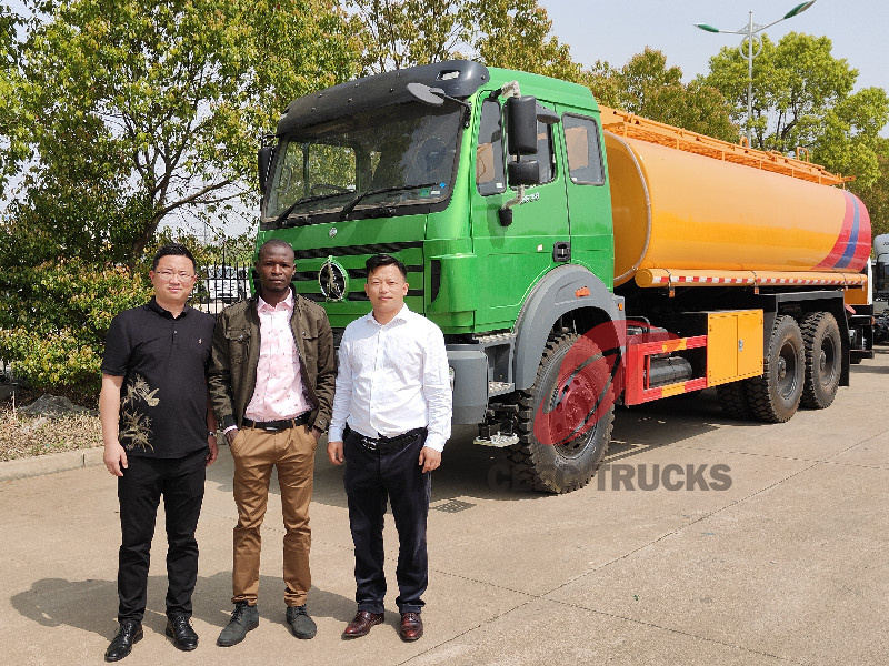 Senegal customer visiting for checking Beiben 20000L fuel bowser tank truck