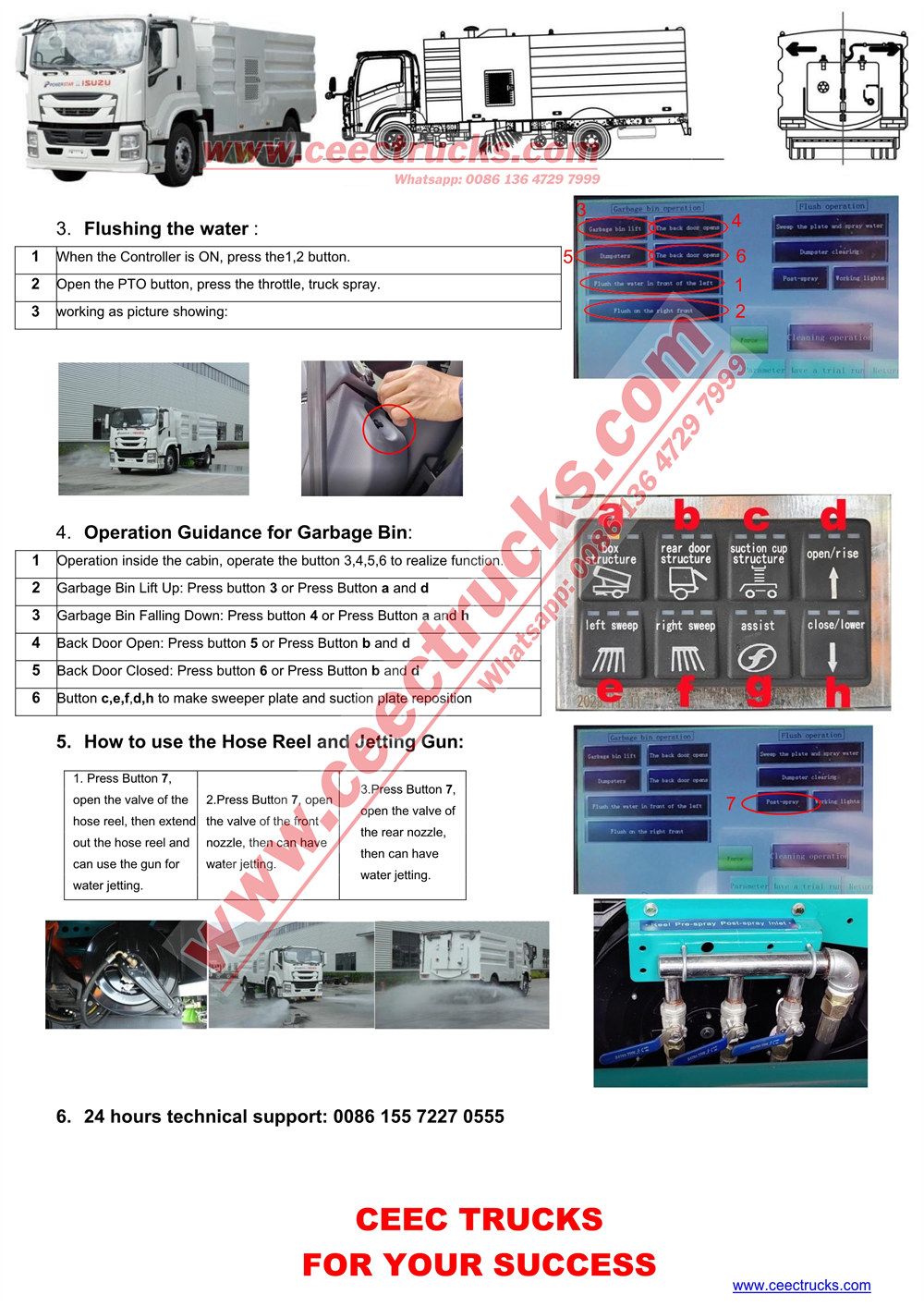 Isuzu FTR Airport cleaning sweeper Truck Operation Manual