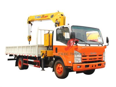 Isuzu ELF 190hp truck with 5 tons telescopic crane